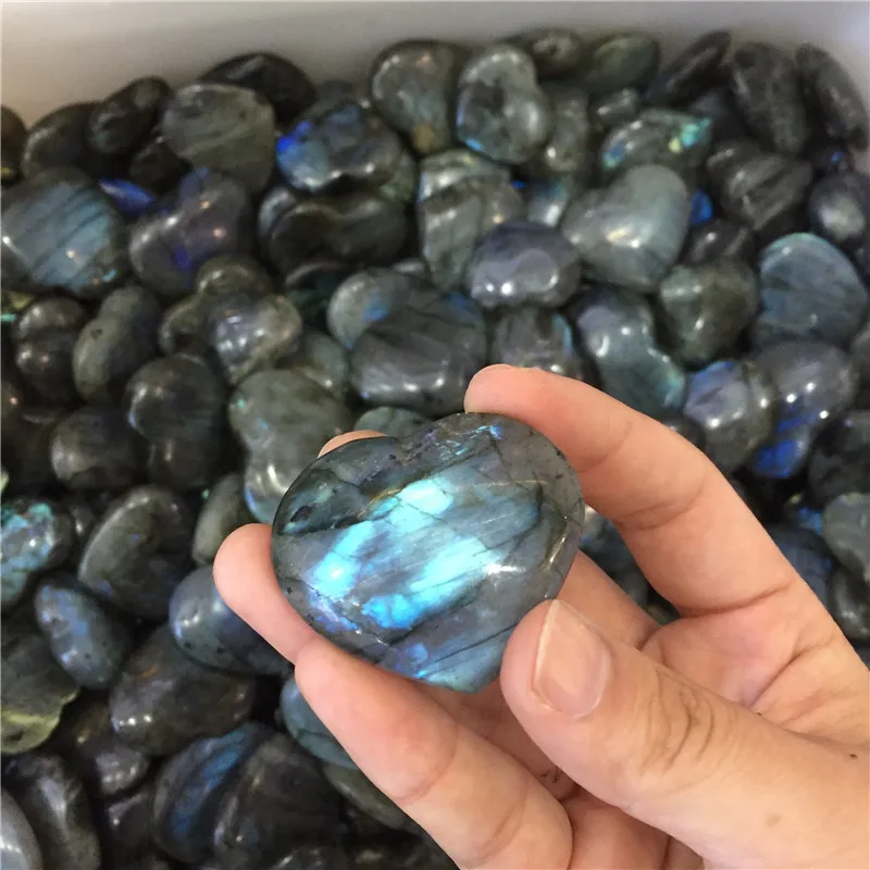 Натуральный Лабрадорит в форме сердца хрустальный камень кулон Лунный камень обрушенный камень, реики целебная коллекция 25-30 мм