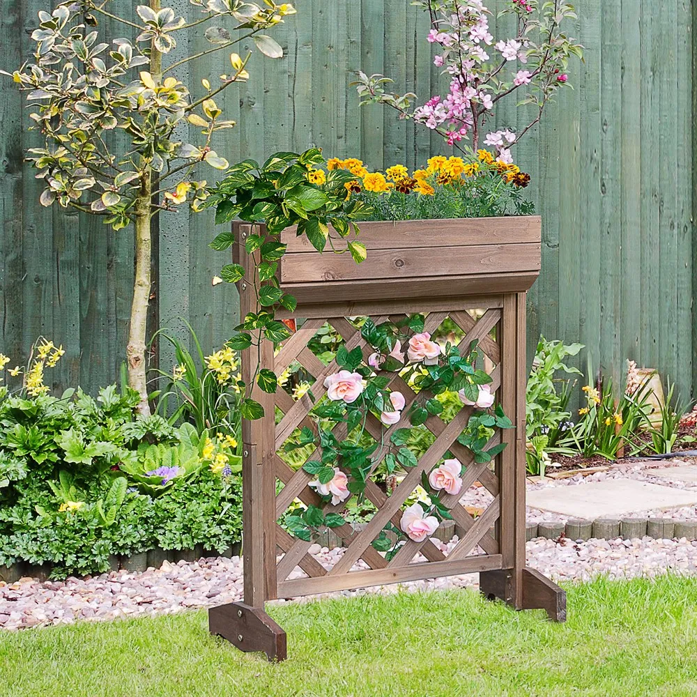 Outsunny Soporte para Plantas con Enrejado de Metal Estantería