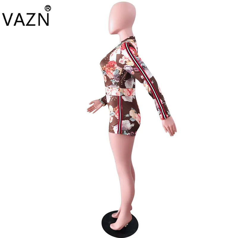 VAZN высокое качество, новинка, дизайн, женские Мини-комбинезоны, уличный стиль, принт, длинный рукав, облегающий женский комбинезон, Y8012