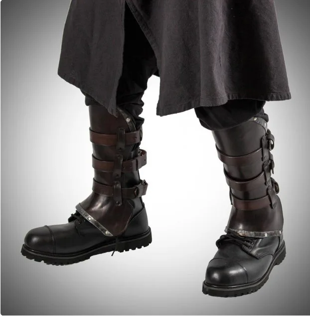 Кожаные сапоги Larp Greave Gaiter средневековые Бахилы для мужчин и женщин комплект ног