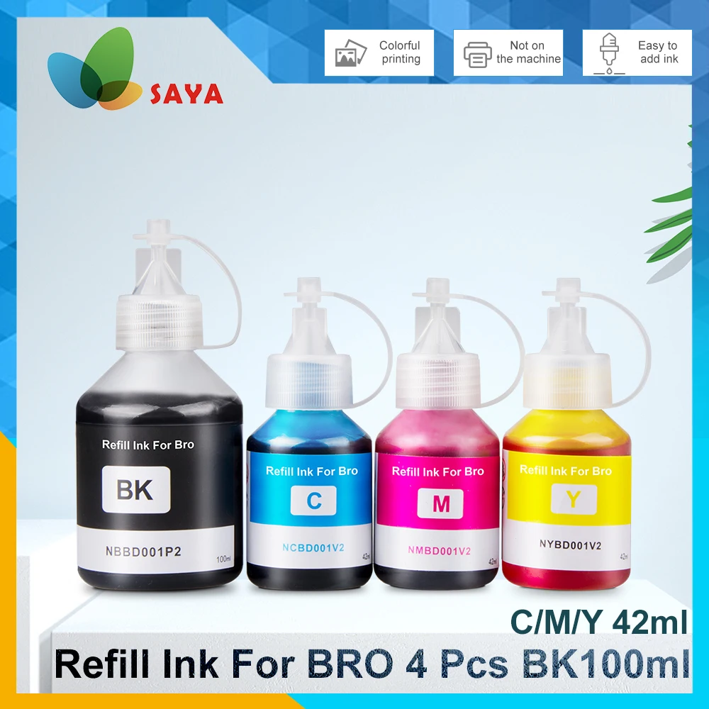 Refill Ink Kit For Brother DCP-T300 DCP T300 T500W 700W MFC-T800W MFC T800W Ink Tank Inkjet Printer 4Colors/Set SAYA dye ink kit,ink refill kit,inkjet printer ink,ink cartridge refill kit,ink refill,inkjet printer refill tool