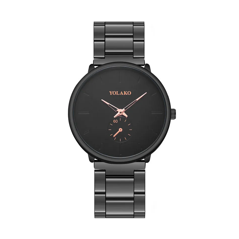 

Yolako Fashion Alloy Steel Table with Europe And America Popular Simple Quartz Steel Belt Watch Men Business Watch Currently Ava