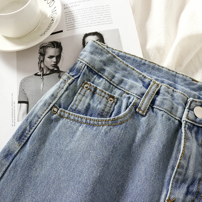 Женские джинсы с высокой талией, брюки, повседневные женские, свободный, в Корейском стиле молния, до щиколотки, Harajuku, универсальные мягкие