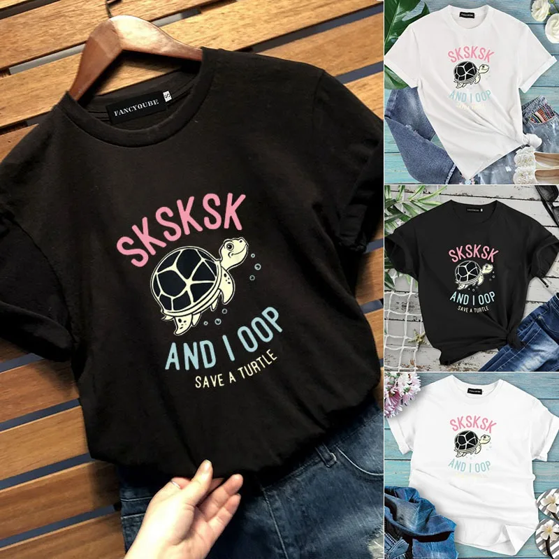 SKSKSK and I oop футболки с буквенным принтом женские повседневные футболки с коротким рукавом и круглым вырезом женские пуловеры Топы