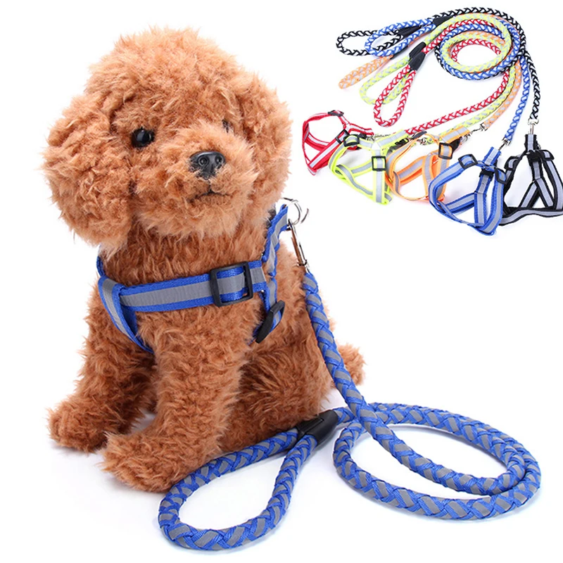 

Reflective Woven Pet Dog Collar Safety Belt Traction Rope Soft Walking Belt Leading Woven Durable Traction Rope Nylon 120cm