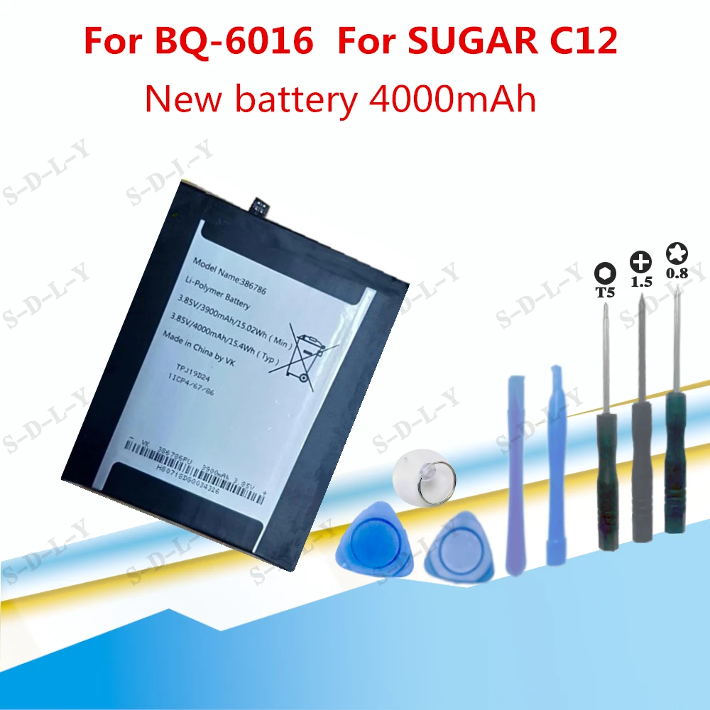 3 85 V 4000mAh 386786 Замена для BQ 6016 SUGAR C12 / перезаряжаемая Высококачественная полимерная