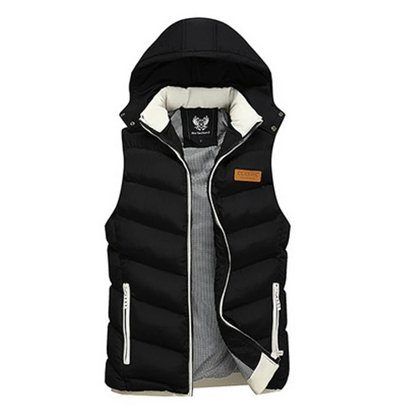 Mens Jackets Sleeveless Vest Spring Winter Waistcoat Men's Warm Cotton Vests Coat Homme Thicken Waistcoat Para Hombre,830 - Цвет: 830 black