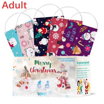 

50pcs Disposable Printed Mask 3-plys Nonwoven Anti-dust Mask Anti-spray Particles Breathable Earloop Face Mask 3 Capas Masque