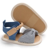 Summer Men and Women Baby 0 to 18 Months, Bowknot Stripe Flower Princess Comfortable Soft Bottom Shoes First Steps 4