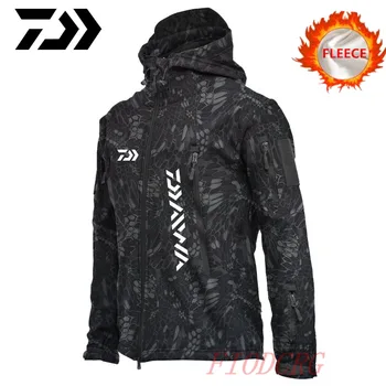 

Daiwa Fishing Jackets Shark Soft Shell Camouflage Tactical Jacket Windbreaker Flight Pilot Hood Military Fleece Fishing Clothes