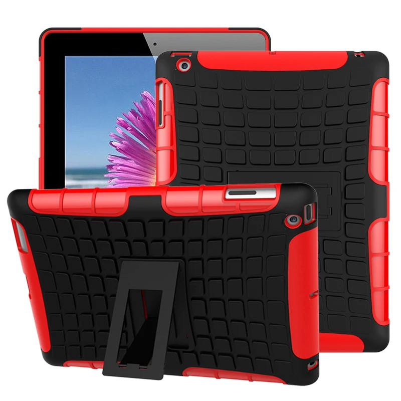 

TPU+PC Heavy Duty Hybrid Armor Stand Tablet Case Cover For Apple iPad 2 3 4 A1395 A1396 A1416 A1430 A1403 A1458 A1459 A1460 9.7