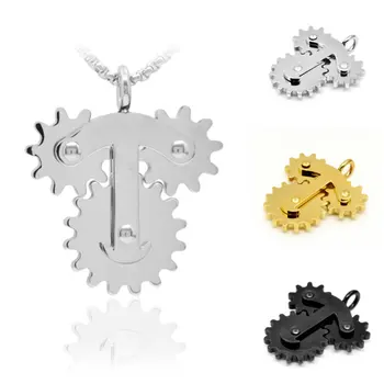 

Stainless Steel Machine 3 Gears Pendant Necklace Unique Steampunk Anti-stress Puzzle Necklace Men Hipster Jewelry