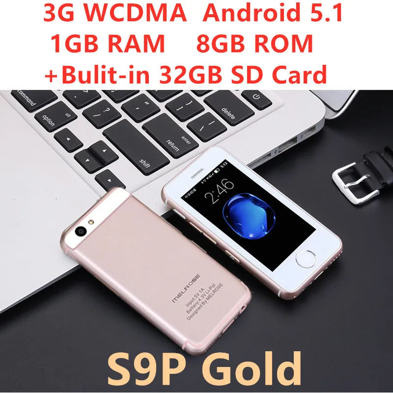 S9P Gold In 32G Mini celular Phone Melrose S9 Plus S9P S9X Ultra Slim Student mobile phone Quad Core 1GB 8GB Smallest Android Smartphone PK XS - Цвет: S9P Gold In 32G