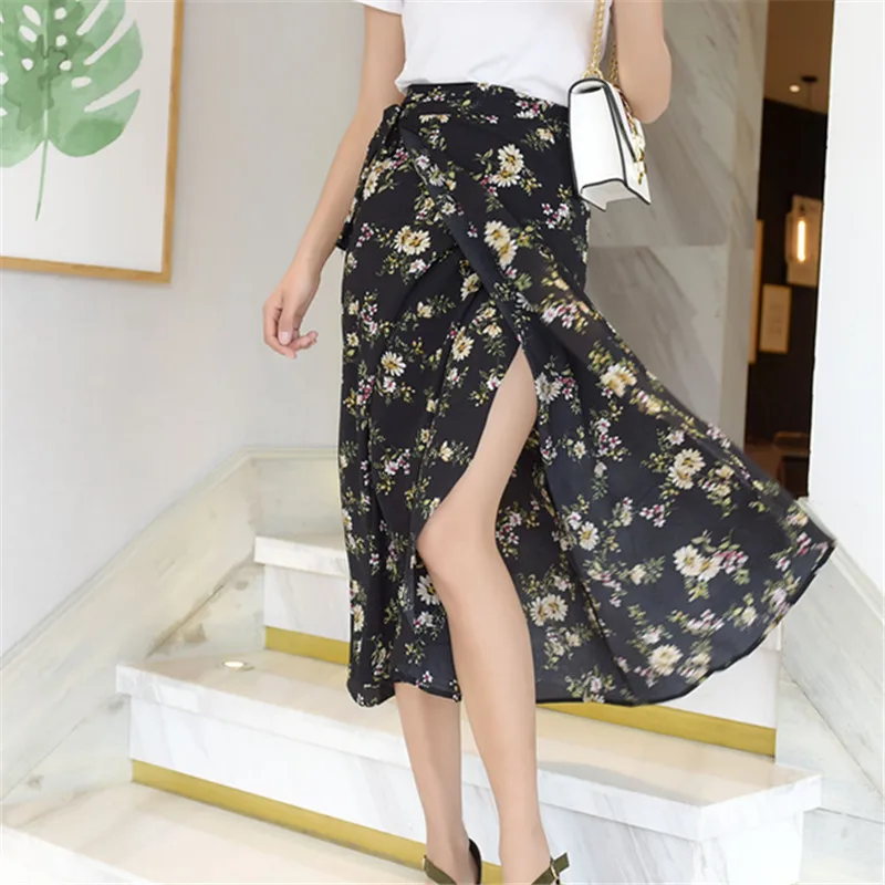 Black chrysanthemum Большой размер цельная юбка для полных mm200 кг Таиланд путешествия отдых юбка Цветочная пляжная юбка - Цвет: Black chrysanthemum