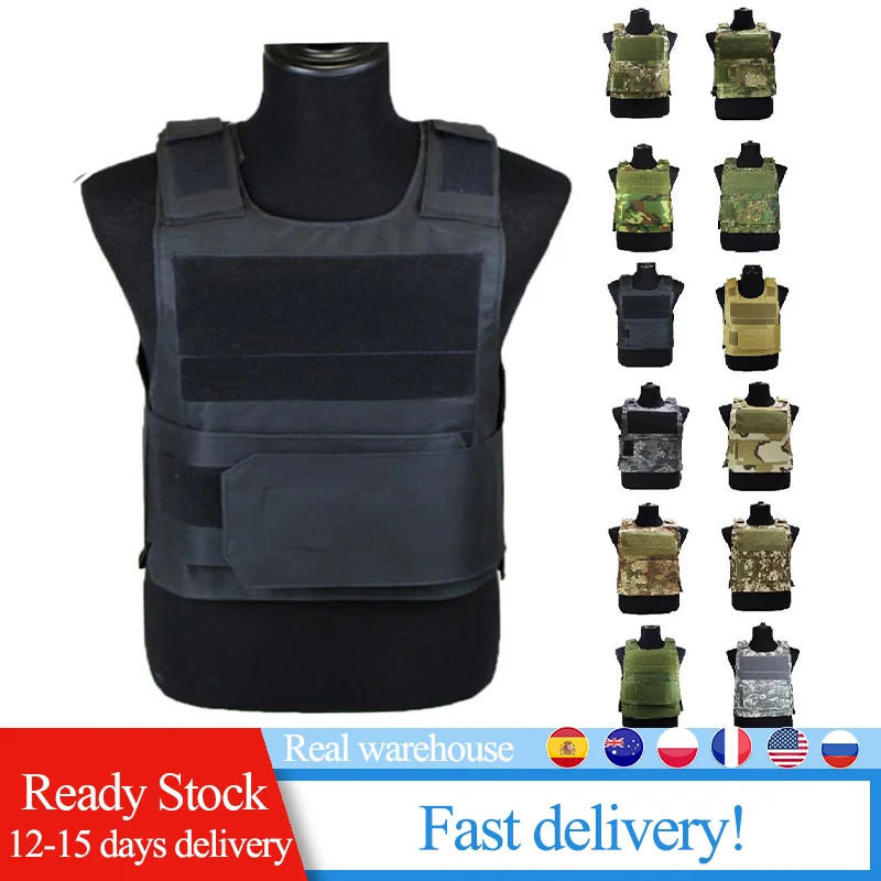 Adjustable Tactical Vest Outdoor Hunting Airsoft Paintball Molle Vest With Chest Protective Plate Carrier Training Protective