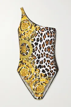 

Summer New Fashion Adult Women Female One-Piece Sexy One Shoulder Leopard Printing Swimsuit Swimwear