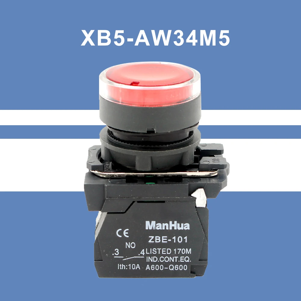 

ManHua XB5-AW34M5 led push button light led signal light led momentary metal push button switch