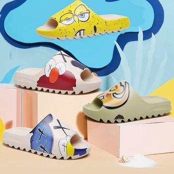 

Children's Cartoon Print Slippers Summer Kid Boys Girls Cute Beach Sandals Outdoor Slippers Comfort Flat Heels Shoes Flip Flops