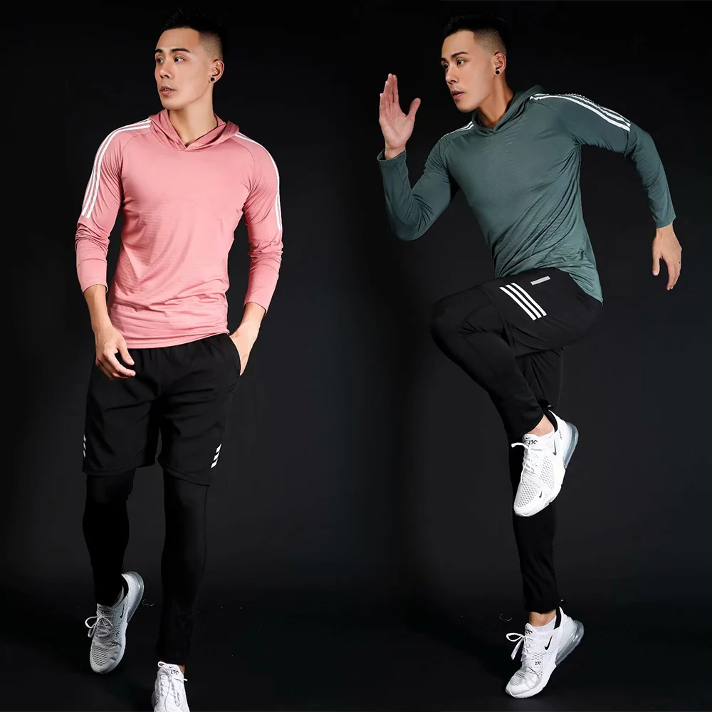 

2019 New Compression Workout Fitness Running Set Sportswear Tight Men's Leggings T-shirt Demix Gym Sportswear Sport Suit