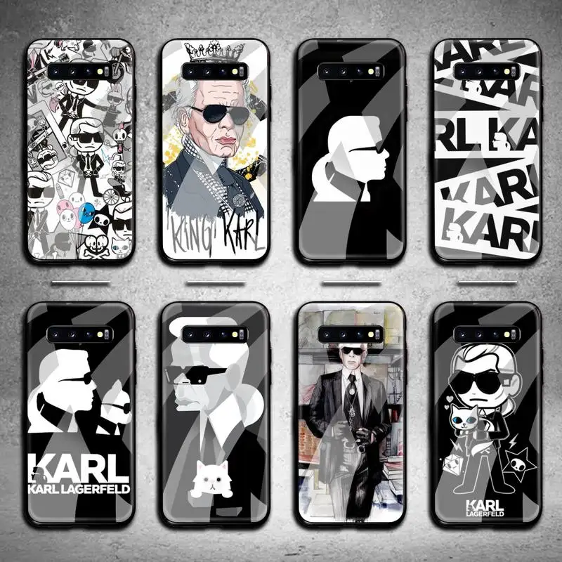 

Lagerfeld Brand designer Phone Case Tempered Glass For Samsung S20 Plus S7 S8 S9 S10 Plus Note 8 9 10 Plus
