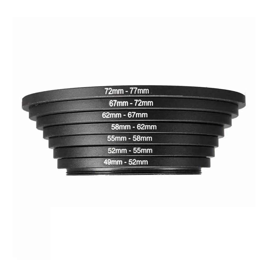 Adapter Rings-Lens Aluminum-Ring Step-Up 7pcs Metal FILTER-SET 49-52-55-58-62-67-72-77mm
