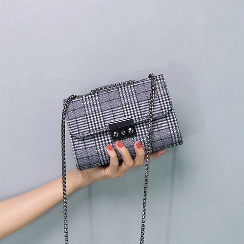bags for women fashion chain crossbody bag is all over the place luxury handbags women bags designer - Цвет: Grid gray