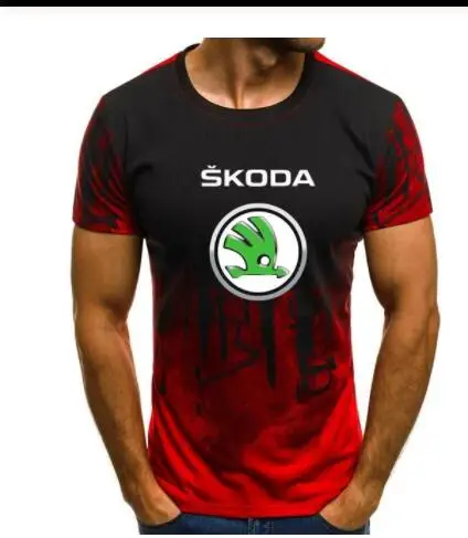 Летняя мужская футболка с логотипом Skoda, летняя мужская футболка с коротким рукавом, камуфляжная футболка с коротким рукавом K - Цвет: 2
