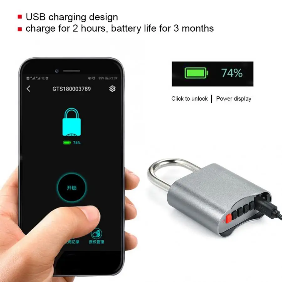 Usb зарядка Умный Замок Bluetooth телефон приложение пароль Умный Замок IP65 Водонепроницаемый замок для двери, шкафы