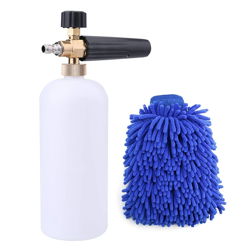 

Car Wash Pressure Washer Jet Wash 1/4 Inch Quick Release Adjustable Snow Foam Lance Foam Cannon Foam Blaster With Car Wash Mitt