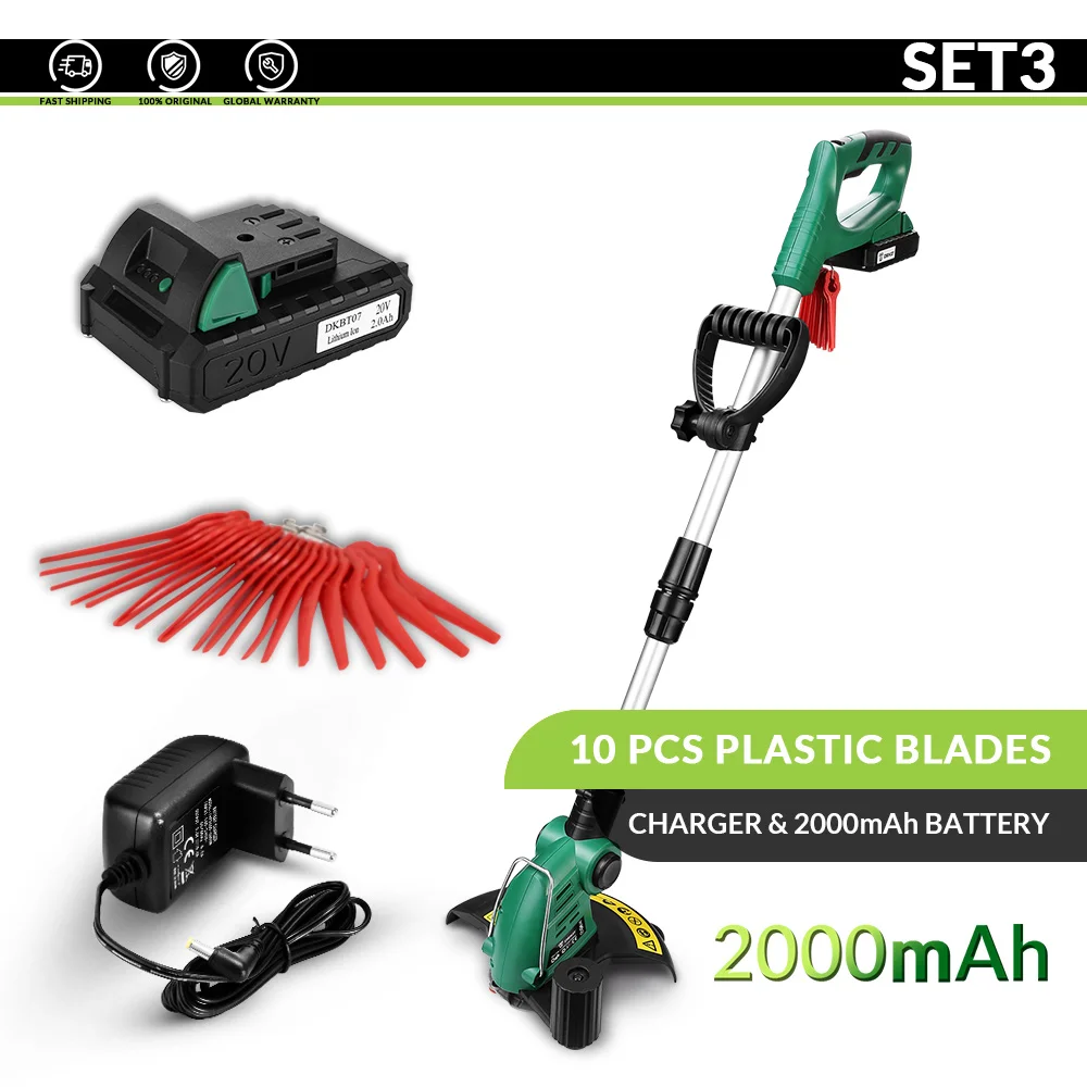 SET 3 DEKO DKGT06 20 в беспроводной триммер для травы газонокосилка регулируемая ручка домашний DIY садовый триммер 1500 мАч литиевая батарея - Цвет: SET 3