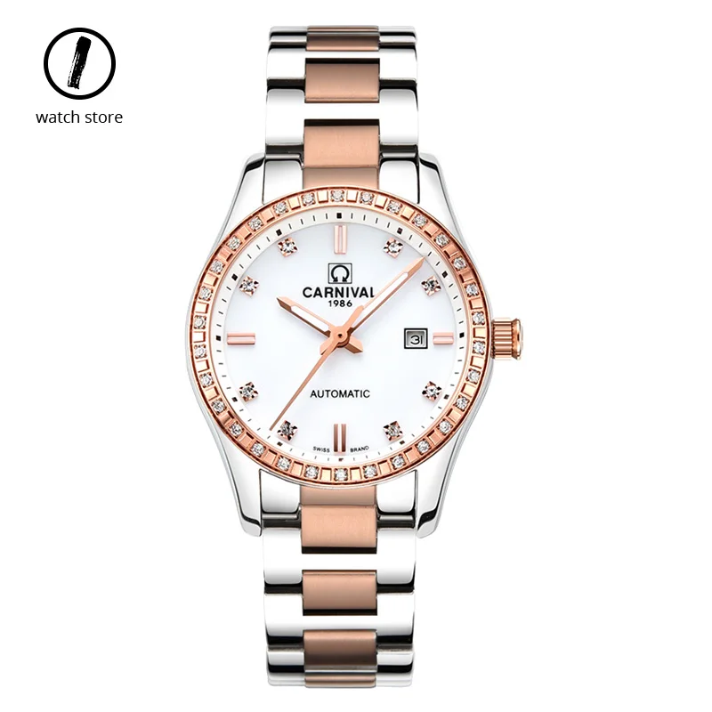 

Luxury Brand Diamond Watch Women Automatic Mechanical Rhinestone Ladies Watches Stainless Steel Waterproof Skeleton Wristwatch