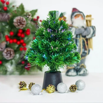 

USB Charge Optical Fiber Mini Christmas Tree Sisal Silk Cedar - Decoration Small Christmas Tree