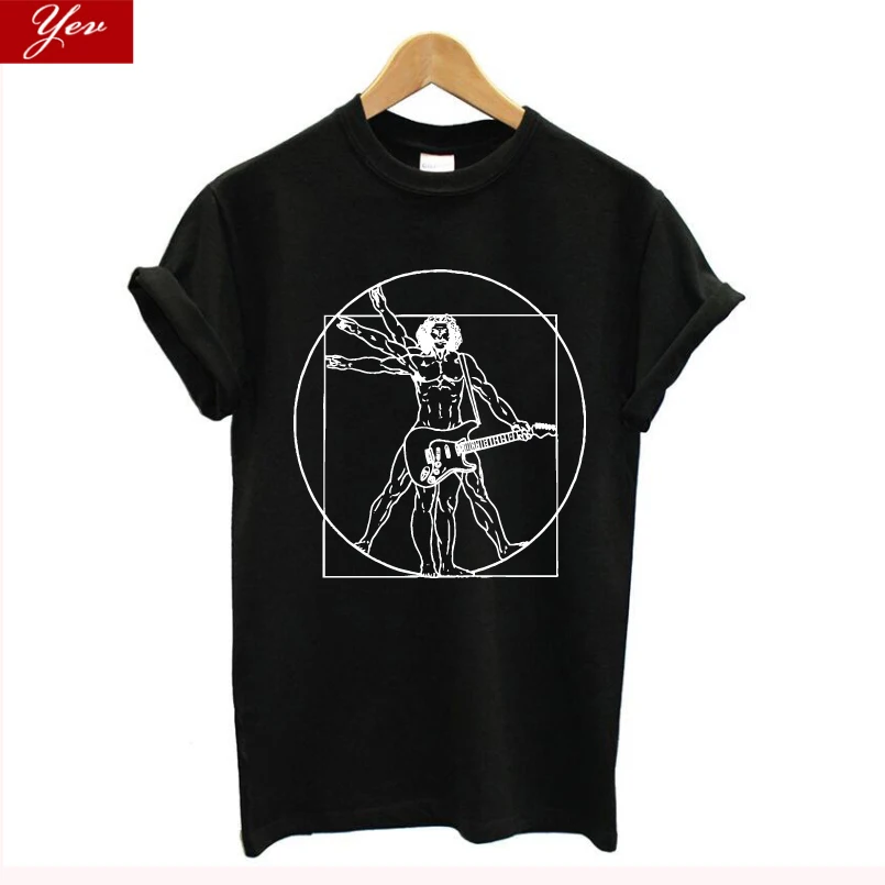 Забавная женская футболка да винчи с гитарой новинка винтажная размера оверсайз
