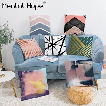 

Striped Printed Plush Cushion Cover Home Decor Plaid Pattern Throw Pillow Cover Geometirc Square Decorative Pillowcase for Sofa