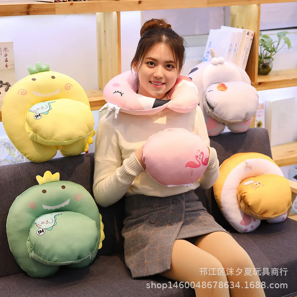 

8-Cartoon Nap Pillow U-SHAPE Pillow Office Pajama Pillow Plush Toys Air Conditioner Indoor Cushion Washable