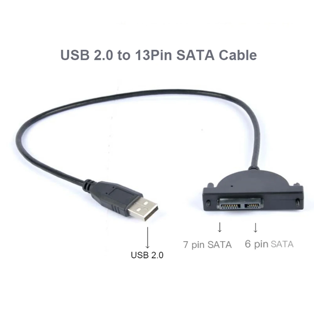 Кабель-Переходник USB 2 0 на Mini Sata II 7 + 6 13Pin для ноутбука CD DVD ROM привода Slim Line |