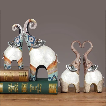 

2pcs Shell Painted Elephant Crafts Decoration New Wedding Things Simple Home TV Cabinet Living Room Home Animal StatueDecoration