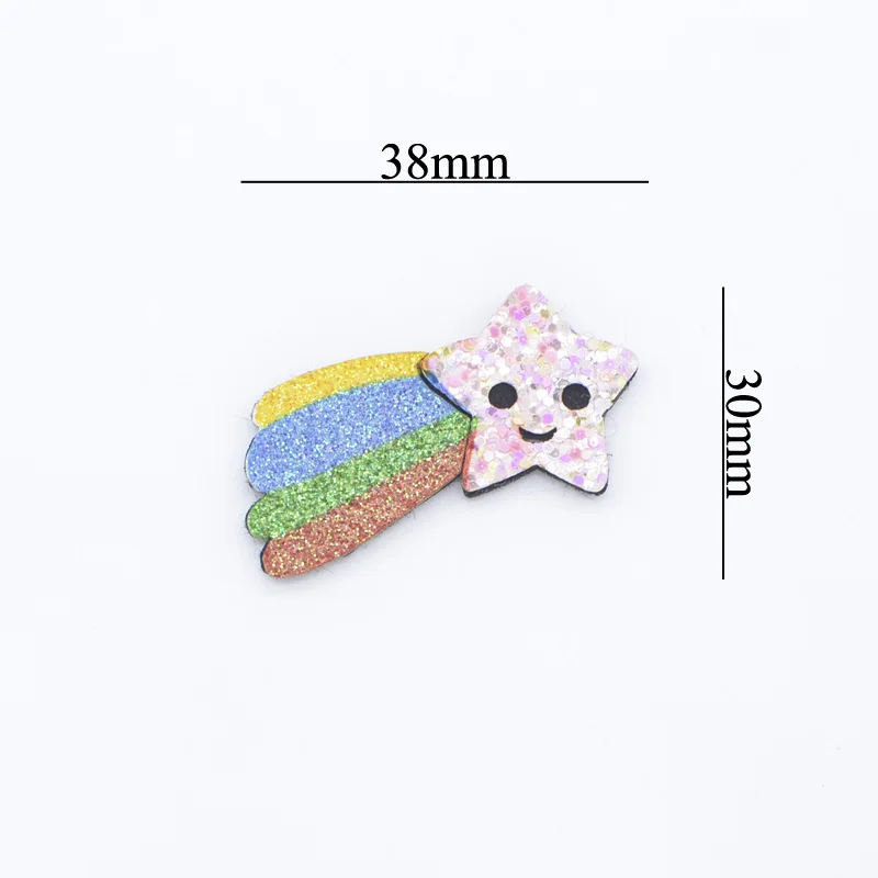 8Pcs Glitter Watermelon Pineapple Ice Cream Rabbit Smiley Starlight Clouds Mermaid Appliques for DIY Hair Clips Bow Stickers H61 - Цвет: Smiley Face Rainbow