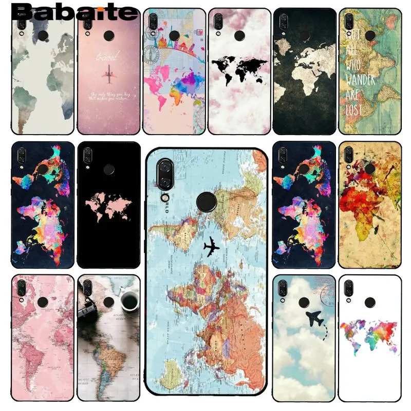 

Babaite Travel in the world Pink Blue Colorful map Plane Phone Case for Xiaomi Redmi4X 6A S2 Go Redmi 5 5Plus Note4 5 7 Note6Pro
