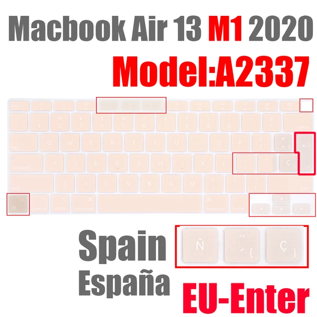 Spanish Laptop color silicone Keyboard Cover For Macbook Air 13 A2337 Protective film keyboard case For Apple Air13 M1 2020 New EU-A2337 ES rose