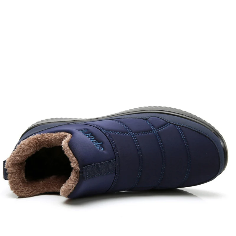 OUDINIAO/Теплые Зимние ботильоны; мужские плюшевые теплые зимние ботинки; зимняя обувь с круглым носком; Мужская обувь без шнуровки