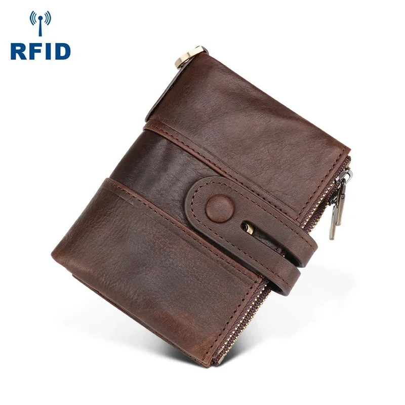 Кожаный бумажник для мужчин RFID duo ka wei feng ma pi винтажный в Корейском стиле модный