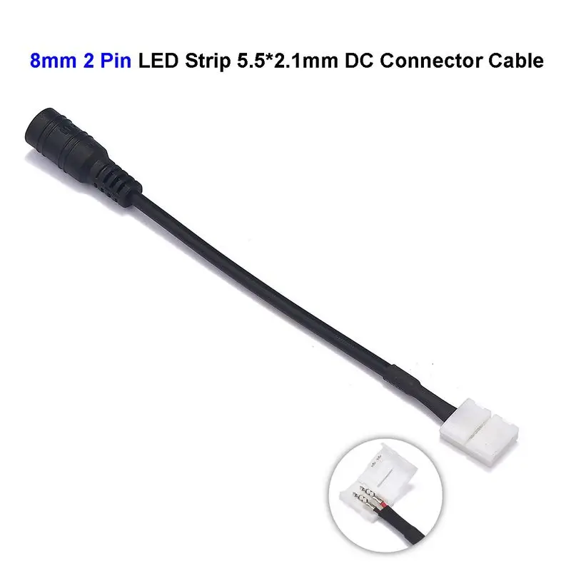 Cable conexión Jack Hembra con conector 2 Pin para tira led 10mm