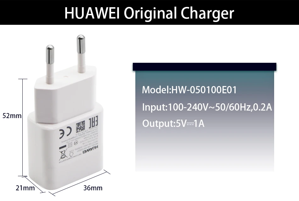 Зарядное устройство Huawei 5V1A с Micro USB кабелем для передачи данных настенный адаптер