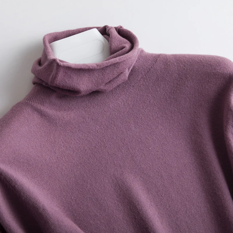 12 цветов, Женский однотонный Повседневный свитер, осенняя Водолазка с длинным рукавом, женские пуловеры, облегающий вязаный свитер для женщин - Цвет: Purple