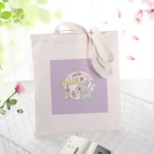 Фиолетовая серия холщовая вместительная сумка для покупок сумка с пользовательским принтом текстовый логотип DIY ежедневное использование экологическая многоразовая утилизация сумки