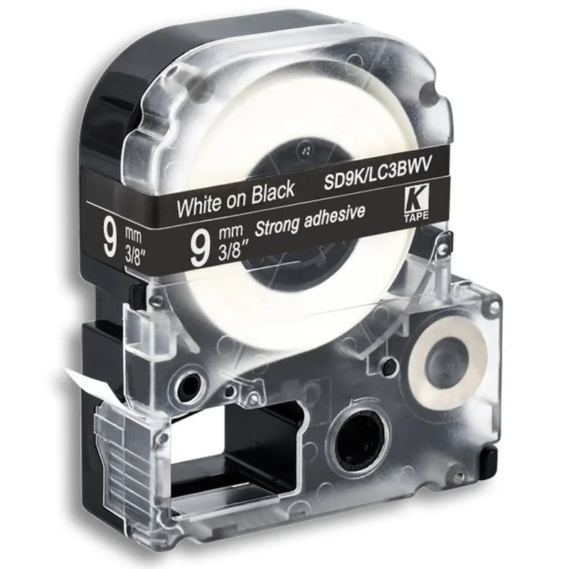 9mm 화이트 블랙 SD9K 호환 엡손 KingJim 라벨 프린터 LC-3BWV 라미네이트 라벨 테이프 리본 LC3BWV LW-300 400