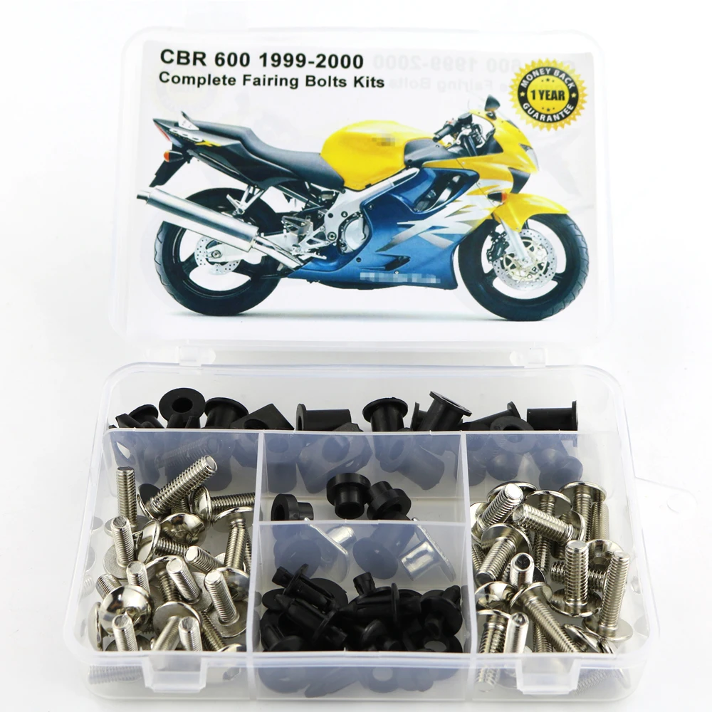 Silver Для Honda CBR 600 CBR600 1999 2000 обтекатель мотоцикла полный обтекатель болтов комплект обтекателей зажимы гайки винт OEM стиль стали - Цвет: Silver