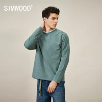 SIMWOOD 2021 Autumn New Melange T-Shirt Men Solid Tops Slub Cotton-Jersey O-neck T Shirt High Quality Plus Size Tees SJ170114