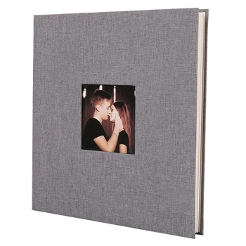

Linen Cover Picture Album Self-adhesive Film DIY Handmade Scrapbook Memory Photo Book Sticky Type Grey Home Decor